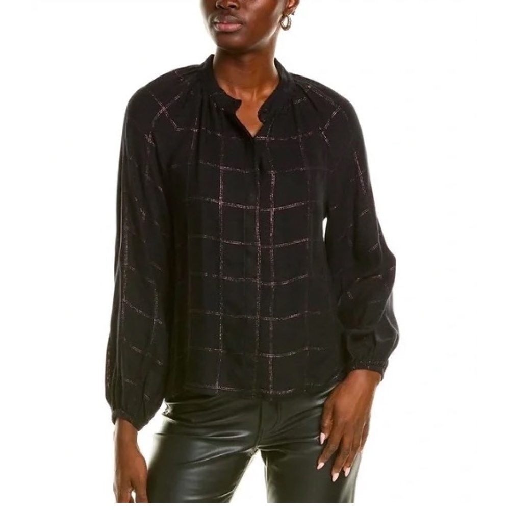 bella dahl shirred raglan black copper shine